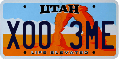 UT license plate X003ME