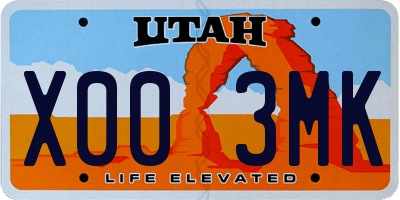 UT license plate X003MK