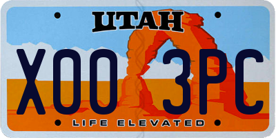 UT license plate X003PC