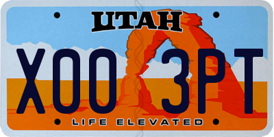 UT license plate X003PT