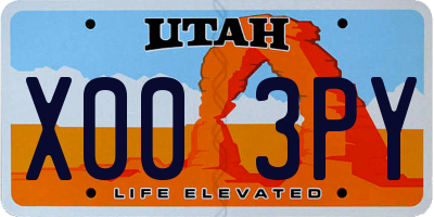 UT license plate X003PY