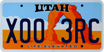 UT license plate X003RC