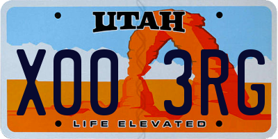 UT license plate X003RG