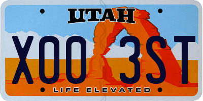 UT license plate X003ST