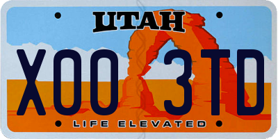 UT license plate X003TD