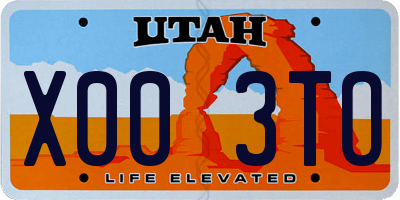 UT license plate X003TO