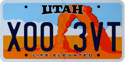 UT license plate X003VT