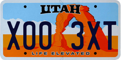 UT license plate X003XT
