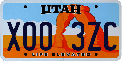 UT license plate X003ZC
