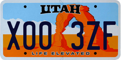 UT license plate X003ZF