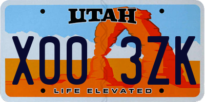UT license plate X003ZK