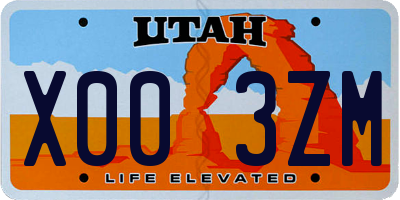 UT license plate X003ZM