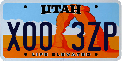 UT license plate X003ZP