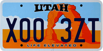 UT license plate X003ZT