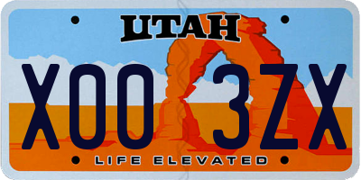 UT license plate X003ZX