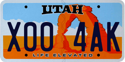 UT license plate X004AK