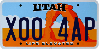 UT license plate X004AP