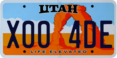 UT license plate X004DE