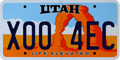 UT license plate X004EC