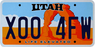 UT license plate X004FW