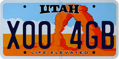 UT license plate X004GB