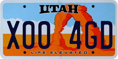 UT license plate X004GD