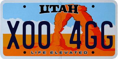 UT license plate X004GG