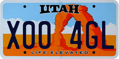 UT license plate X004GL