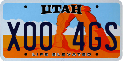 UT license plate X004GS