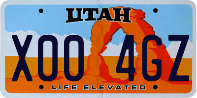 UT license plate X004GZ
