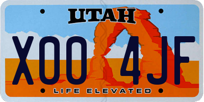 UT license plate X004JF