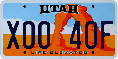 UT license plate X004OF