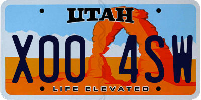 UT license plate X004SW