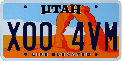 UT license plate X004VM