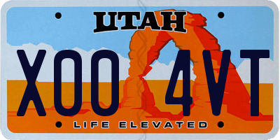 UT license plate X004VT