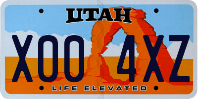 UT license plate X004XZ
