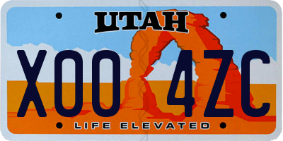 UT license plate X004ZC