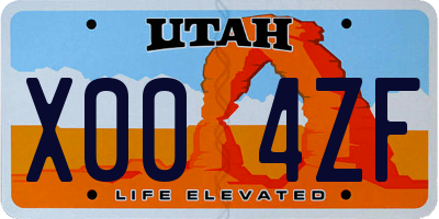 UT license plate X004ZF