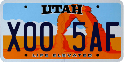 UT license plate X005AF