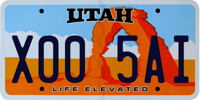UT license plate X005AI