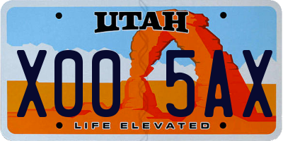 UT license plate X005AX