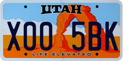 UT license plate X005BK