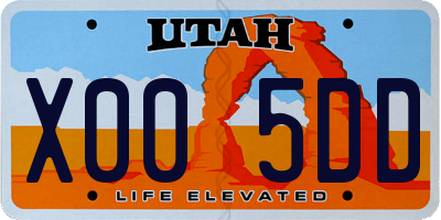 UT license plate X005DD