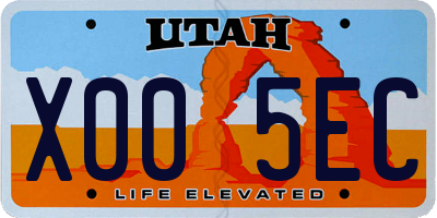UT license plate X005EC