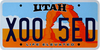 UT license plate X005ED