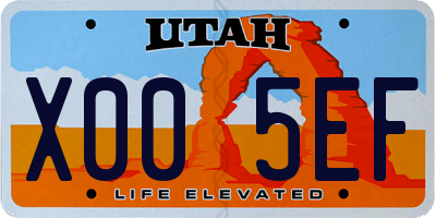 UT license plate X005EF