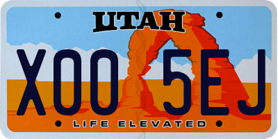 UT license plate X005EJ