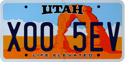 UT license plate X005EV