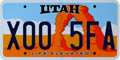UT license plate X005FA