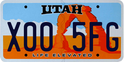 UT license plate X005FG